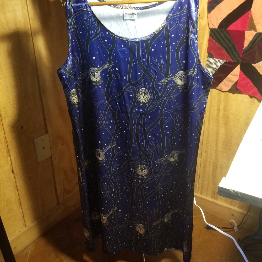 Silky tunic owl dress